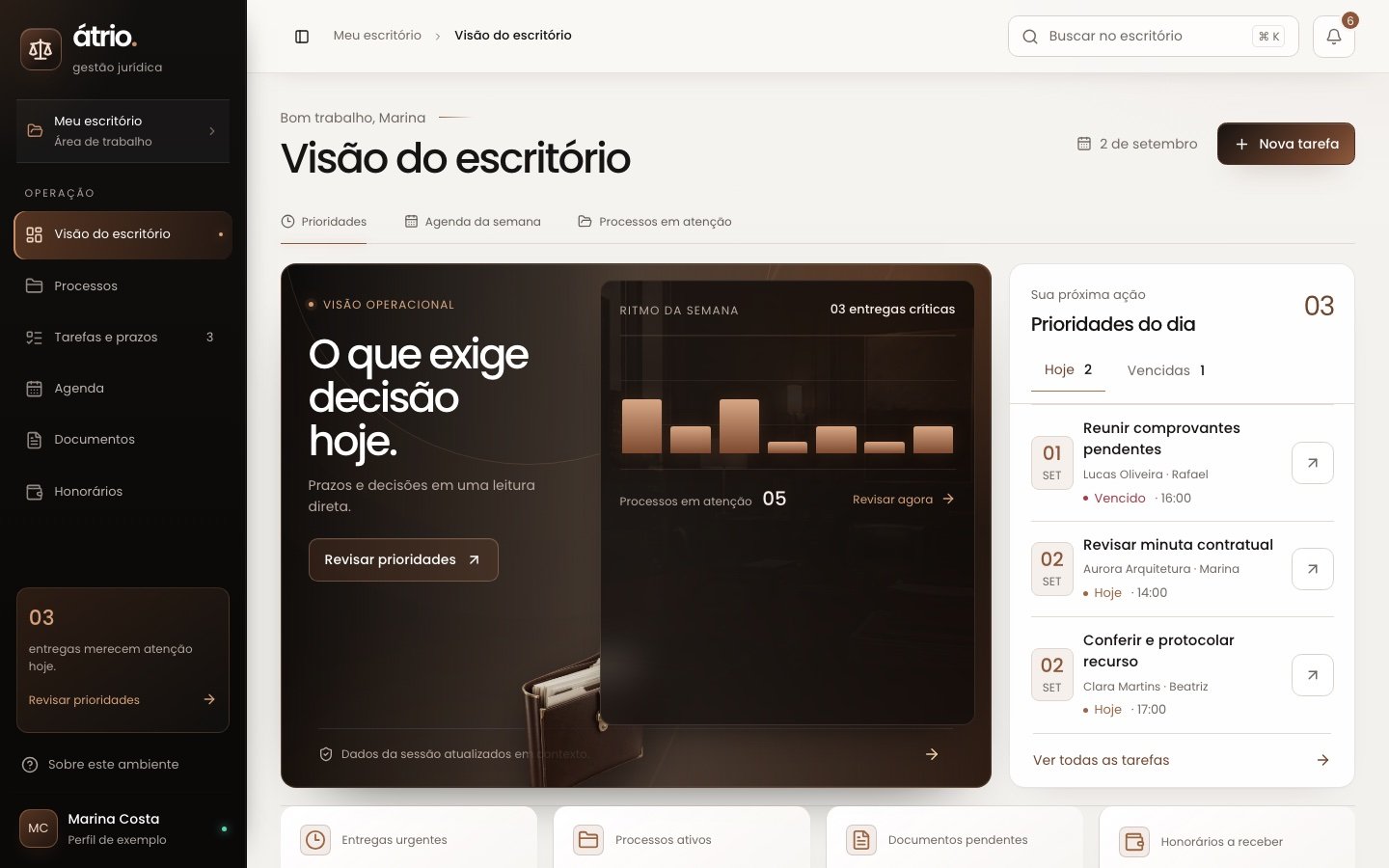 Tela do protótipo Átrio Legal